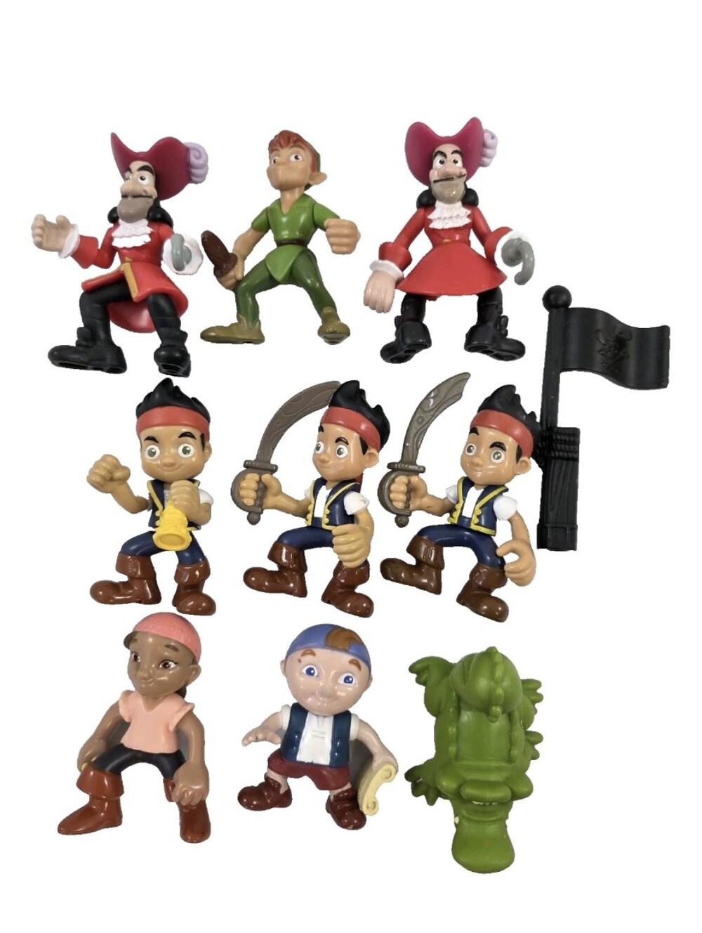 Disney Jake & the Neverland Pirates Figures Lot + Flag Peter Pan Hook Izzy Cubby